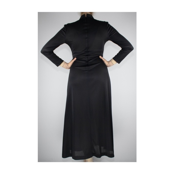 Vintage Black Long Sleeve Goth Maxi Dress - Picture 3 of 4